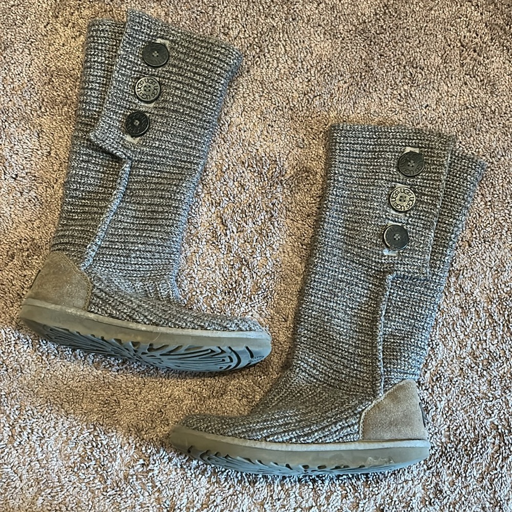 UGG Australia classic Cardi woven knit gray boots - Picture 5 of 10